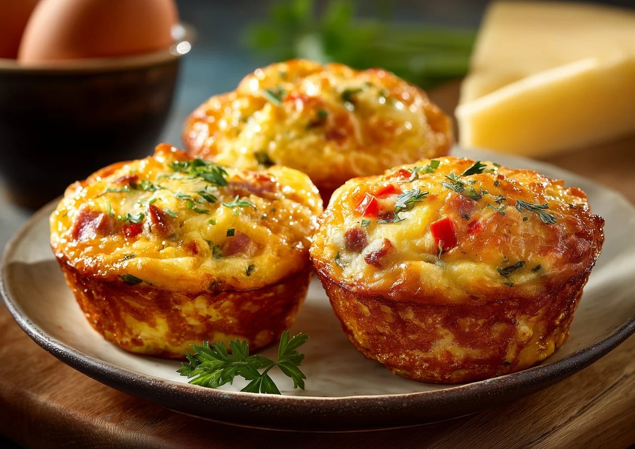 Egg, Bell Pepper, and Ham Muffin